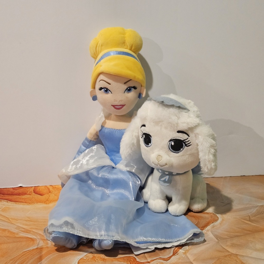 Disney Cinderella Plush Doll Pumpkin Palace Pets Puppy Dog Plush Lot